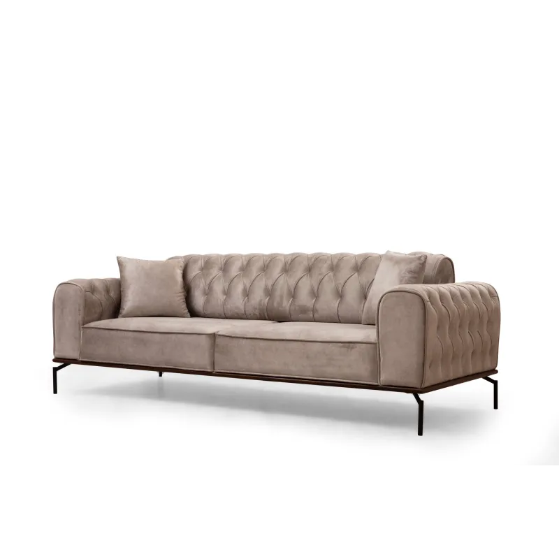 Canapea Tapitata cu Spatar Reglabil Siesta With Capitone 3 Seater - Cream  - 5
