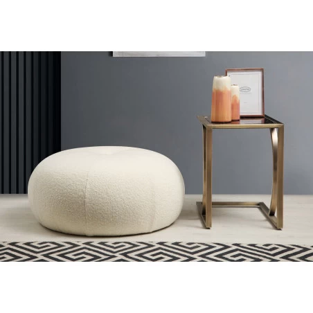 Taburet cu Spuma Tina - Bouclet White  - 1