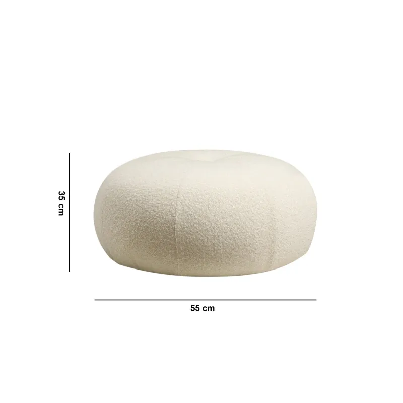 Taburet cu Spuma Tina - Bouclet White  - 3