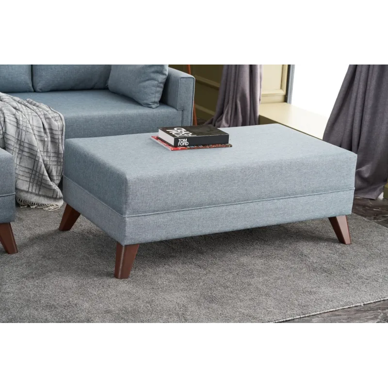Canapea Tip Coltar cu Taburet Bella Soft Mini Köşe Right - Blue  - 3