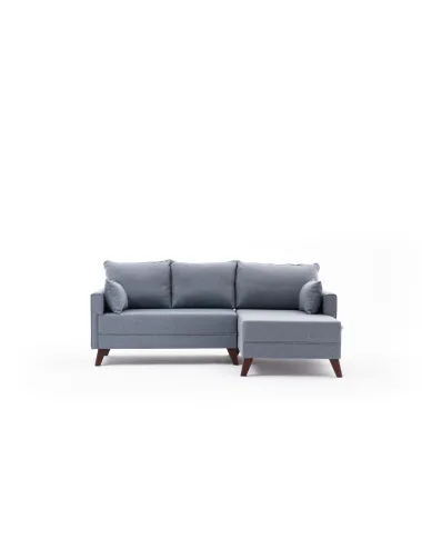 Canapea Tip Coltar cu Taburet Bella Soft Mini Köşe Right - Blue  - 6
