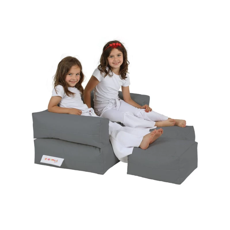 Fotoliu Puf Bean Bag cu 2 tabureti Kids Double Seat Pouf - Fume  - 1