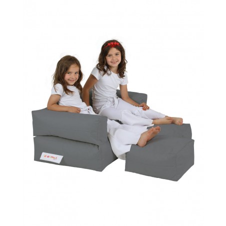 Fotoliu Puf Bean Bag cu 2 tabureti Kids Double Seat Pouf - Fume - 1