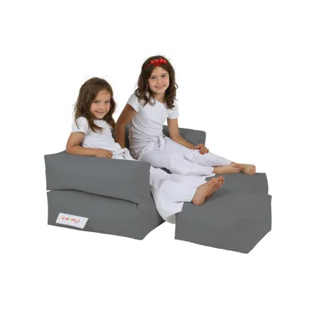 Fotoliu Puf Bean Bag cu 2 tabureti Kids Double Seat Pouf - Fume  - 1