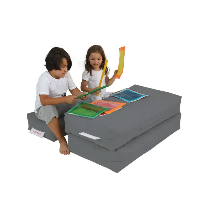 Fotoliu Puf Bean Bag cu 2 tabureti Kids Double Seat Pouf - Fume  - 2