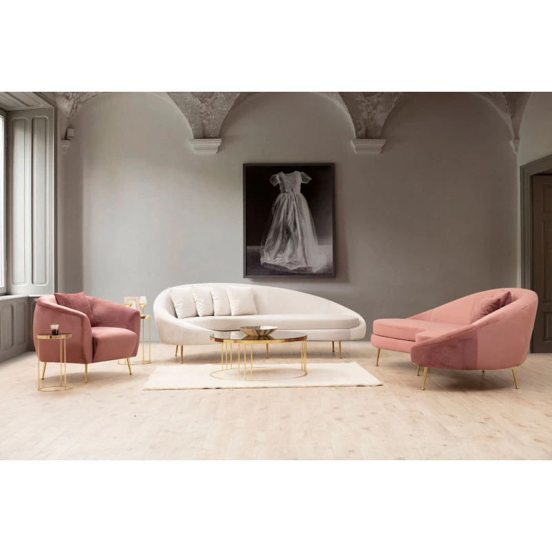 Canapea Tapitata cu 3 Locuri Eses Left - Beige  - 4