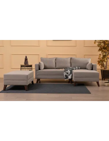 Canapea Tip Coltar Tapitat cu Taburet Bella Corner Sofa Right 2 - Cream - 1