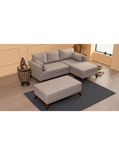 Canapea Tip Coltar Tapitat cu Taburet Bella Corner Sofa Right 2 - Cream  - 3