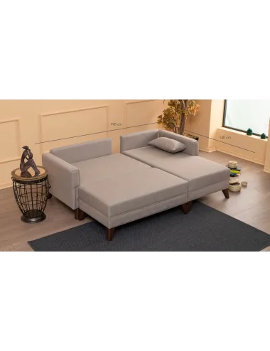 Canapea Tip Coltar Tapitat cu Taburet Bella Corner Sofa Right 2 - Cream  - 5