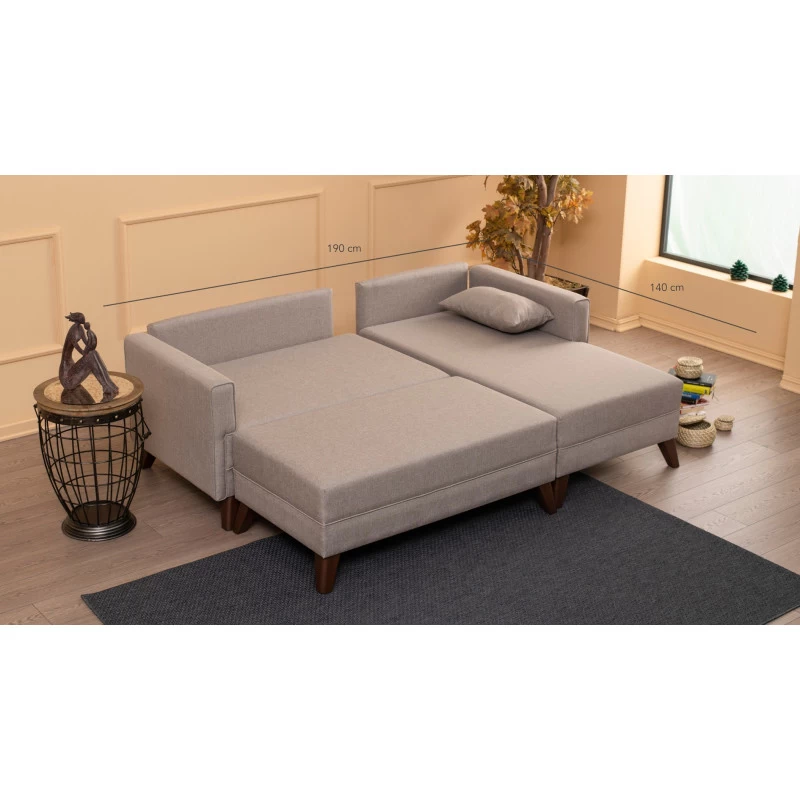 Canapea Tip Coltar Tapitat cu Taburet Bella Corner Sofa Right 2 - Cream  - 5