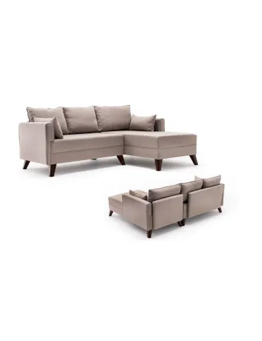 Canapea Tip Coltar Tapitat cu Taburet Bella Corner Sofa Right 2 - Cream  - 6