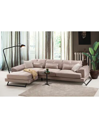 Canapea Tip Coltar Tapitat cu Spatar Reglabil Frido Corner Left (Chl+3R) - Beige - 1