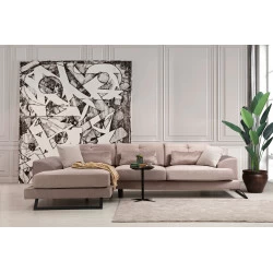 Canapea Tip Coltar Tapitat cu Spatar Reglabil Frido Corner Left (Chl+3R) - Beige - 2