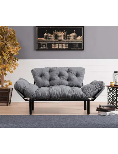 Canapea Tapitata cu 2 Locuri Nitta - Grey 155 X 85 X 70 - 1