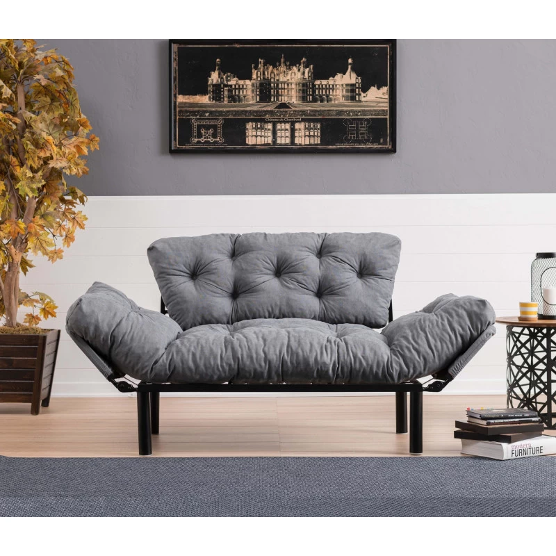 Canapea Tapitata cu 2 Locuri Nitta - Grey 155 X 85 X 70  - 1