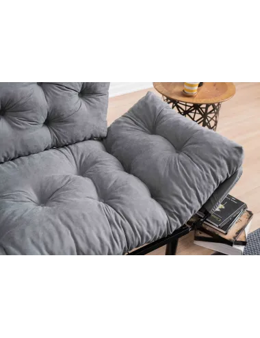 Canapea Tapitata cu 2 Locuri Nitta - Grey 155 X 85 X 70  - 3