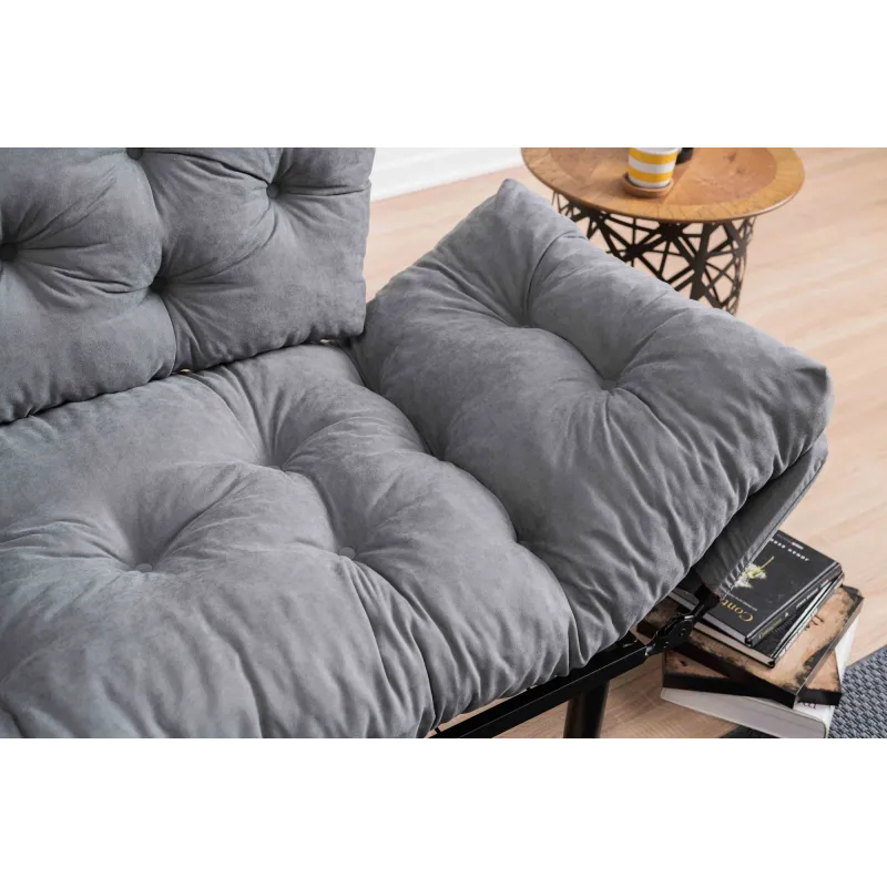 Canapea Tapitata cu 2 Locuri Nitta - Grey 155 X 85 X 70  - 3