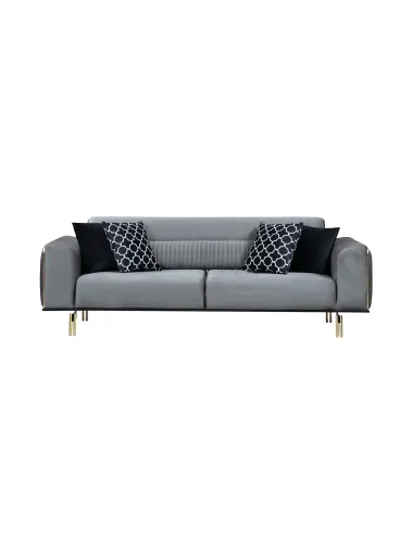 Canapea 3 Locuri London - Grey cu Ornament Auriuiu - 2
