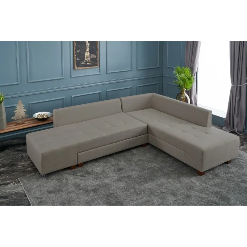 Canapea Tip Coltar Extensibil Manama Corner Sofa Bed Right - Cream  - 2