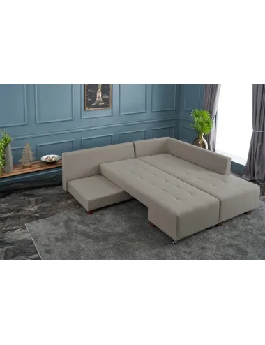 Canapea Tip Coltar Extensibil Manama Corner Sofa Bed Right - Cream  - 3