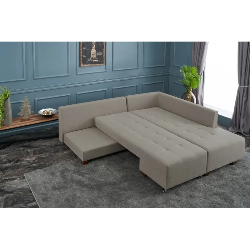 Canapea Tip Coltar Extensibil Manama Corner Sofa Bed Right - Cream  - 3