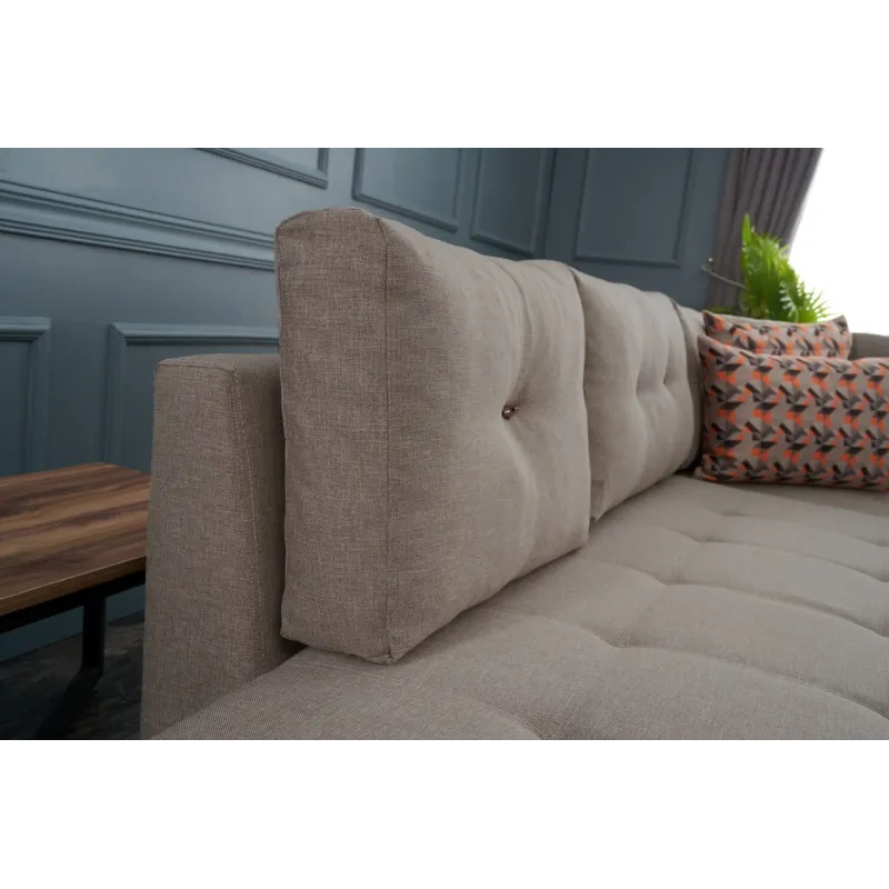 Canapea Tip Coltar Extensibil Manama Corner Sofa Bed Right - Cream  - 4