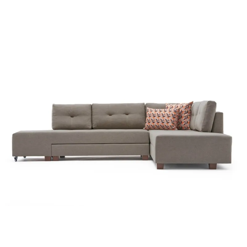Canapea Tip Coltar Extensibil Manama Corner Sofa Bed Right - Cream  - 6