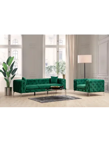 Canapea Tapitata cu 3 Locuri Como - Green - 2
