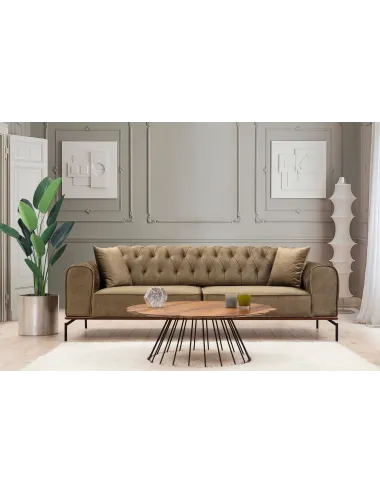 Canapea Tapitata Siesta With Capitone 3 Seater - Brownish Green 230 X 89 X 92 - 1