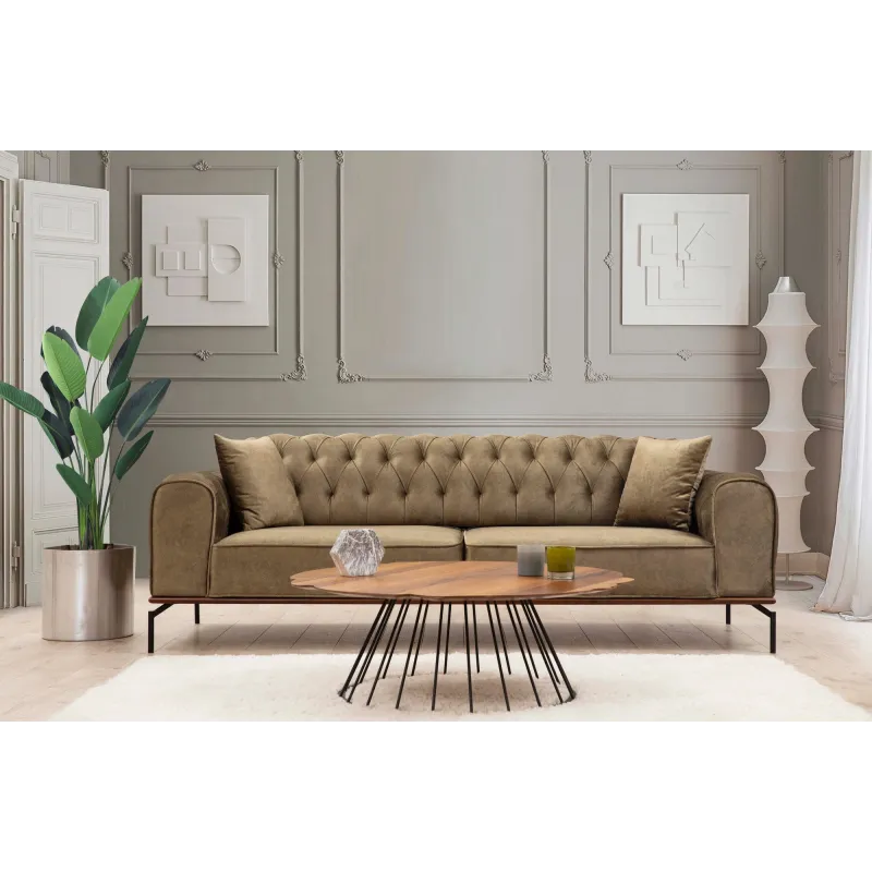 Canapea Tapitata Siesta With Capitone 3 Seater - Brownish Green 230 X 89 X 92  - 1