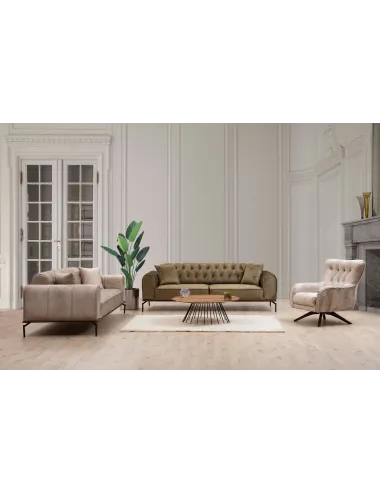 Canapea Tapitata Siesta With Capitone 3 Seater - Brownish Green 230 X 89 X 92  - 3