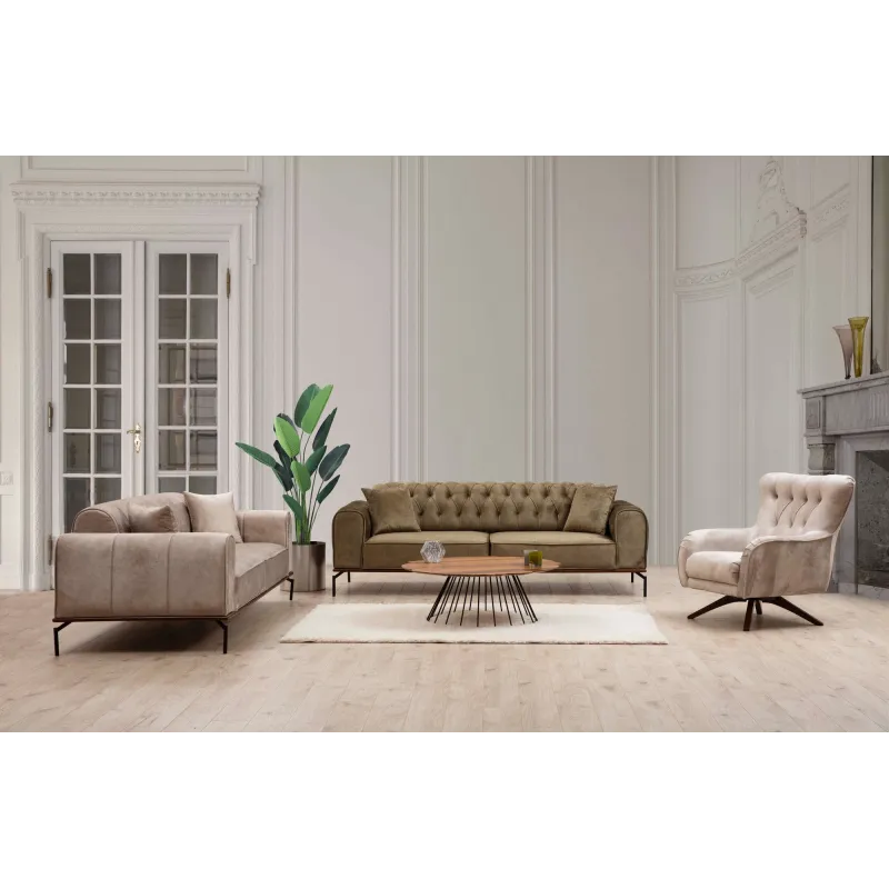 Canapea Tapitata Siesta With Capitone 3 Seater - Brownish Green 230 X 89 X 92  - 3