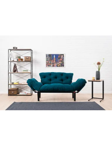 Canapea Tapitata cu 2 Locuri Nitta - Petrol Blue 155 X 85 X 70 - 1