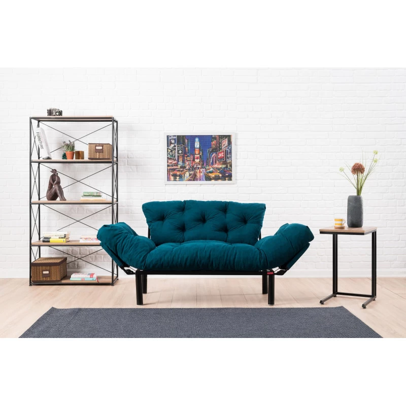 Canapea Tapitata cu 2 Locuri Nitta - Petrol Blue 155 X 85 X 70  - 1