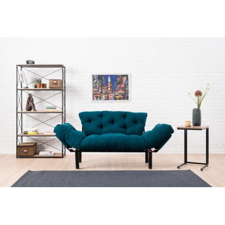 Canapea Tapitata cu 2 Locuri Nitta - Petrol Blue 155 X 85 X 70  - 1