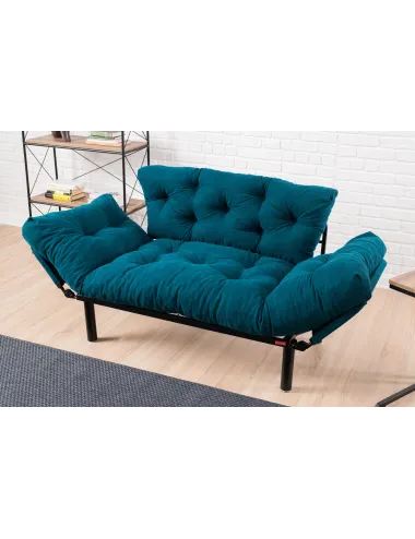 Canapea Tapitata cu 2 Locuri Nitta - Petrol Blue 155 X 85 X 70 - 2
