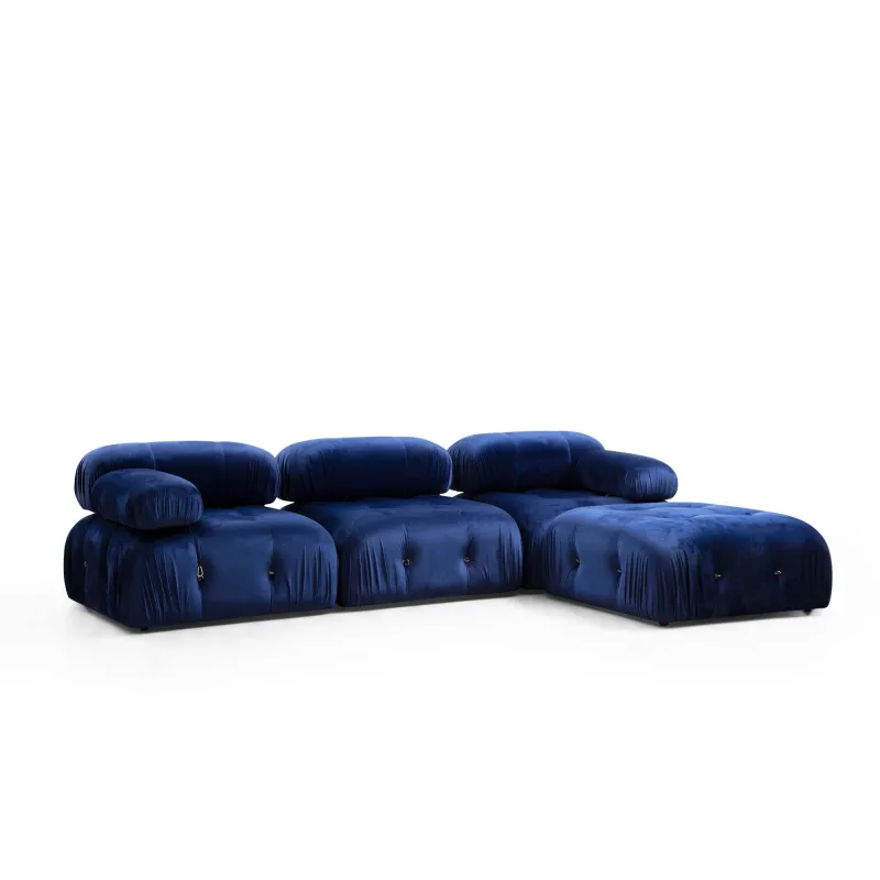Canapea Tapitata Tip Coltar Bubble Velvet Blue L1-O1-1R-PUF 288 X 190 X 95  - 1