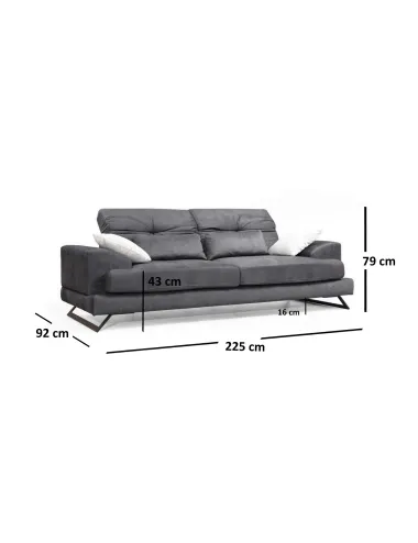 Canapea Tapitata cu 3 Locuri si Spatar Reglabil Frido 3 Seater 225 X 92 X 79  - 4