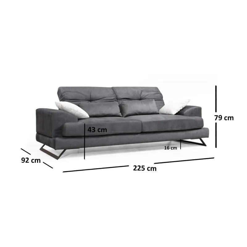Canapea Tapitata cu 3 Locuri si Spatar Reglabil Frido 3 Seater 225 X 92 X 79  - 4