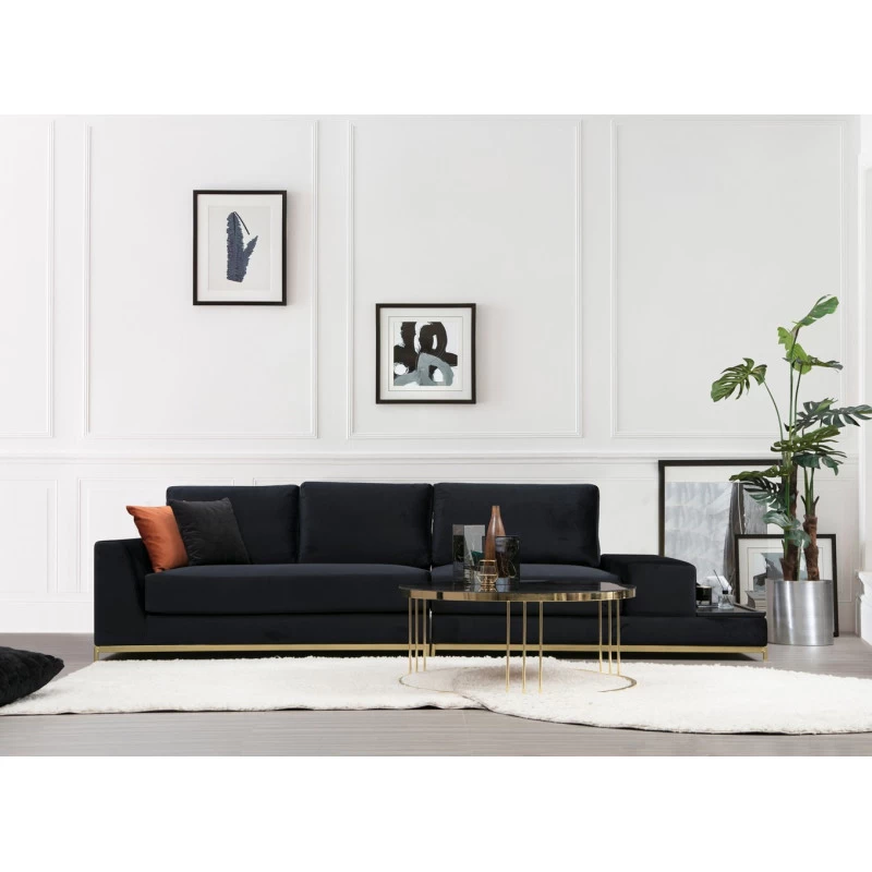 Canapea cu 4 Locuri si Suport Cafea Line With Side Table - Black  - 1