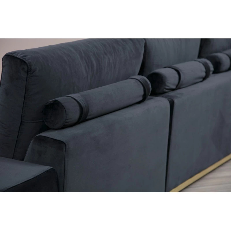 Canapea cu 4 Locuri si Suport Cafea Line With Side Table - Black  - 3