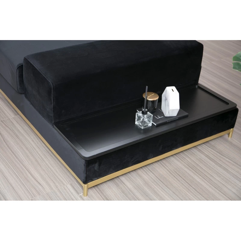 Canapea cu 4 Locuri si Suport Cafea Line With Side Table - Black  - 5