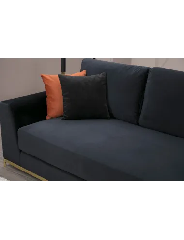 Canapea cu 4 Locuri si Suport Cafea Line With Side Table - Black  - 6