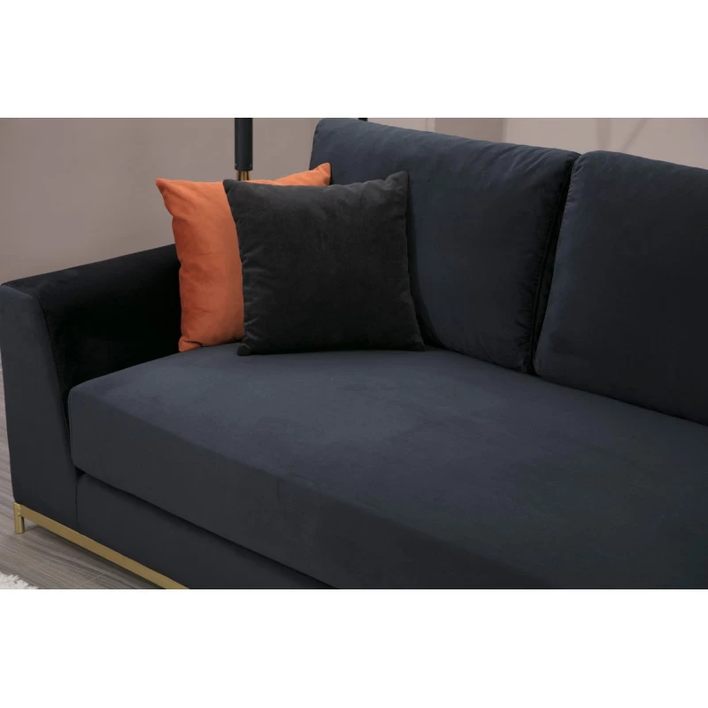 Canapea cu 4 Locuri si Suport Cafea Line With Side Table - Black  - 6
