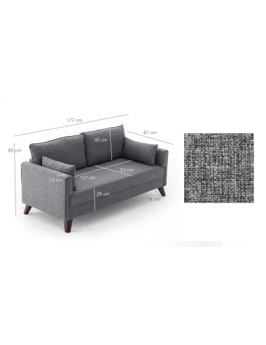 Canapea cu 2 Locuri Bella Sofa For 2 Pr - Grey 177 X 85 X 81  - 6