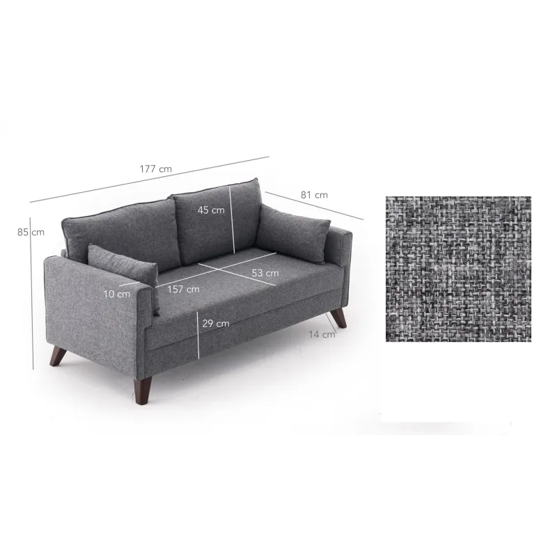 Canapea cu 2 Locuri Bella Sofa For 2 Pr - Grey 177 X 85 X 81  - 6