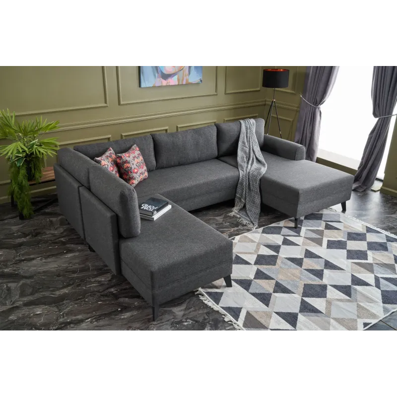 Canapea Tip Coltar in Forma de U Belen - Anthracite  - 3