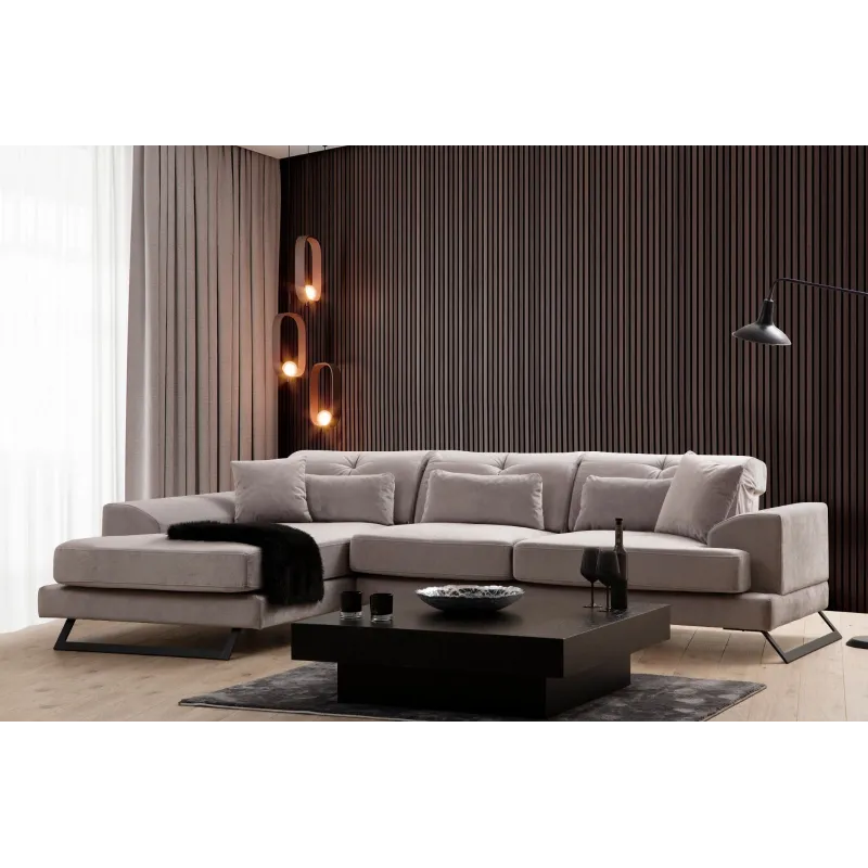 Canapea Tip Coltar Tapitat Frido Left (Chl+3R) - Light Grey  - 1