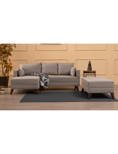 Canapea tip Coltar cu Taburet Bella Corner Sofa Left 2 - Cream - 1