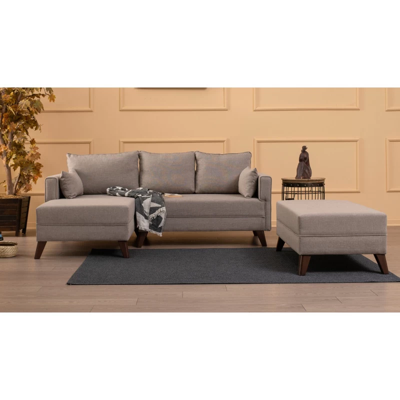 Canapea tip Coltar cu Taburet Bella Corner Sofa Left 2 - Cream  - 1